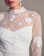 Krystyna Embroidered Short Bridal Dress, Ivory (IVORY), large