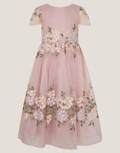 Floral Embroidered Organza Party Dress, Pink (DUSKY PINK), large