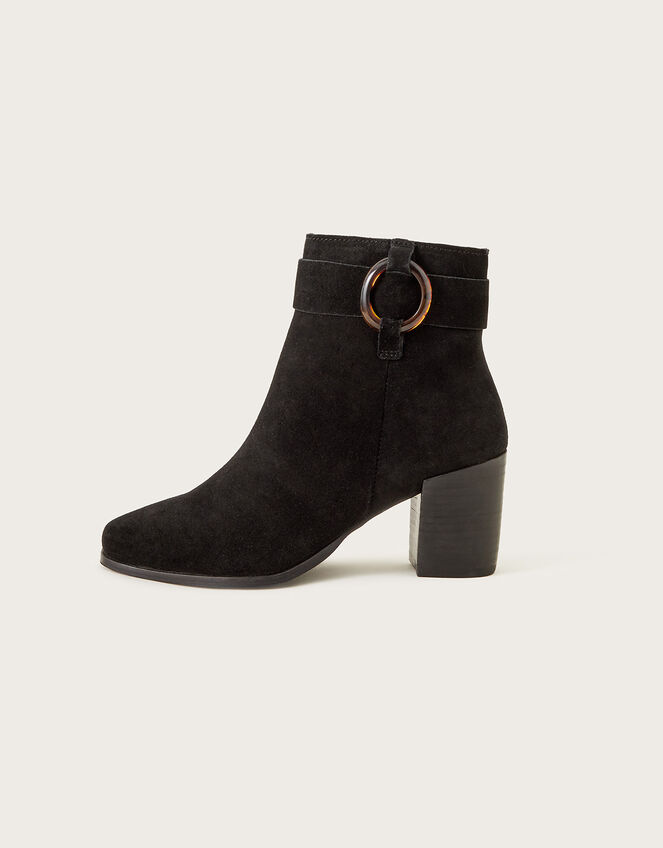 Block Heel Suede Buckle Boots, Black (BLACK), large