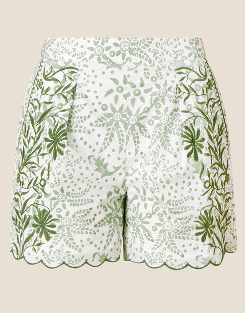 ARTISAN STUDIO Print and Embroidered Shorts, Green (GREEN), large