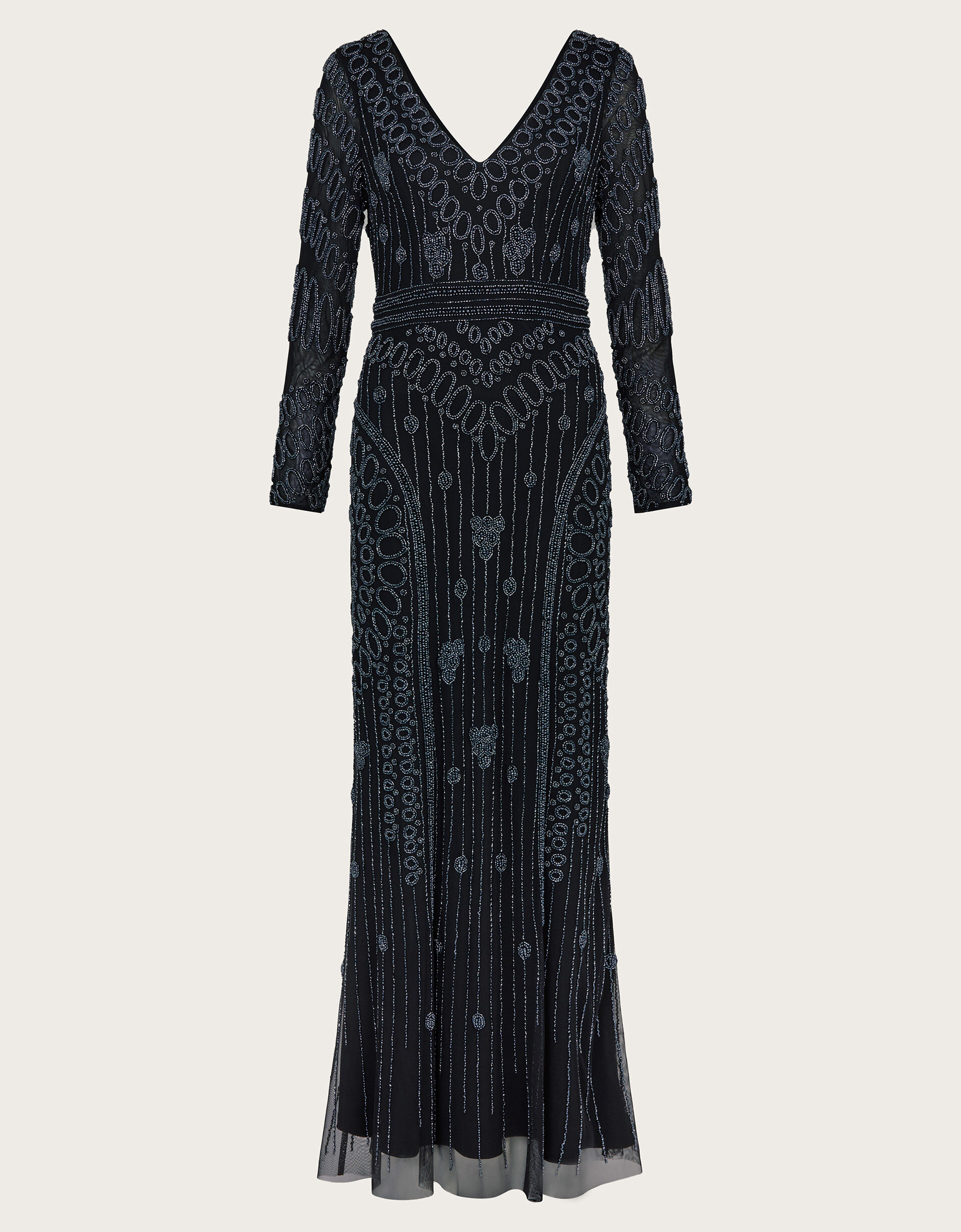 Black long sleeve beaded dress new arrivals