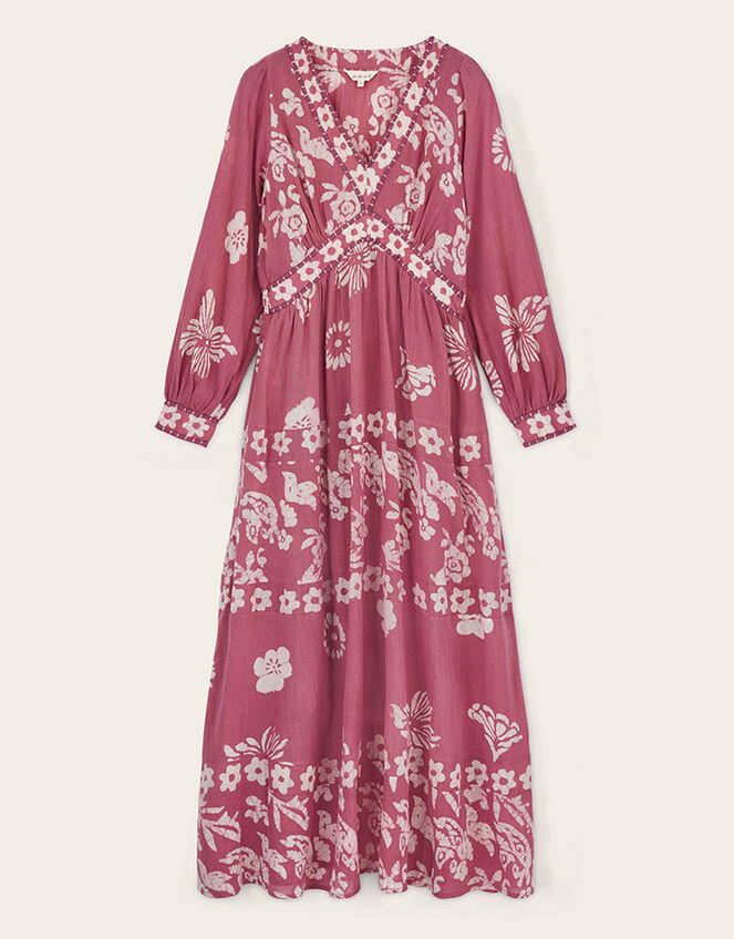 East Kris Hand-Batik Floral Maxi Dress, Pink (DUSKY PINK), large
