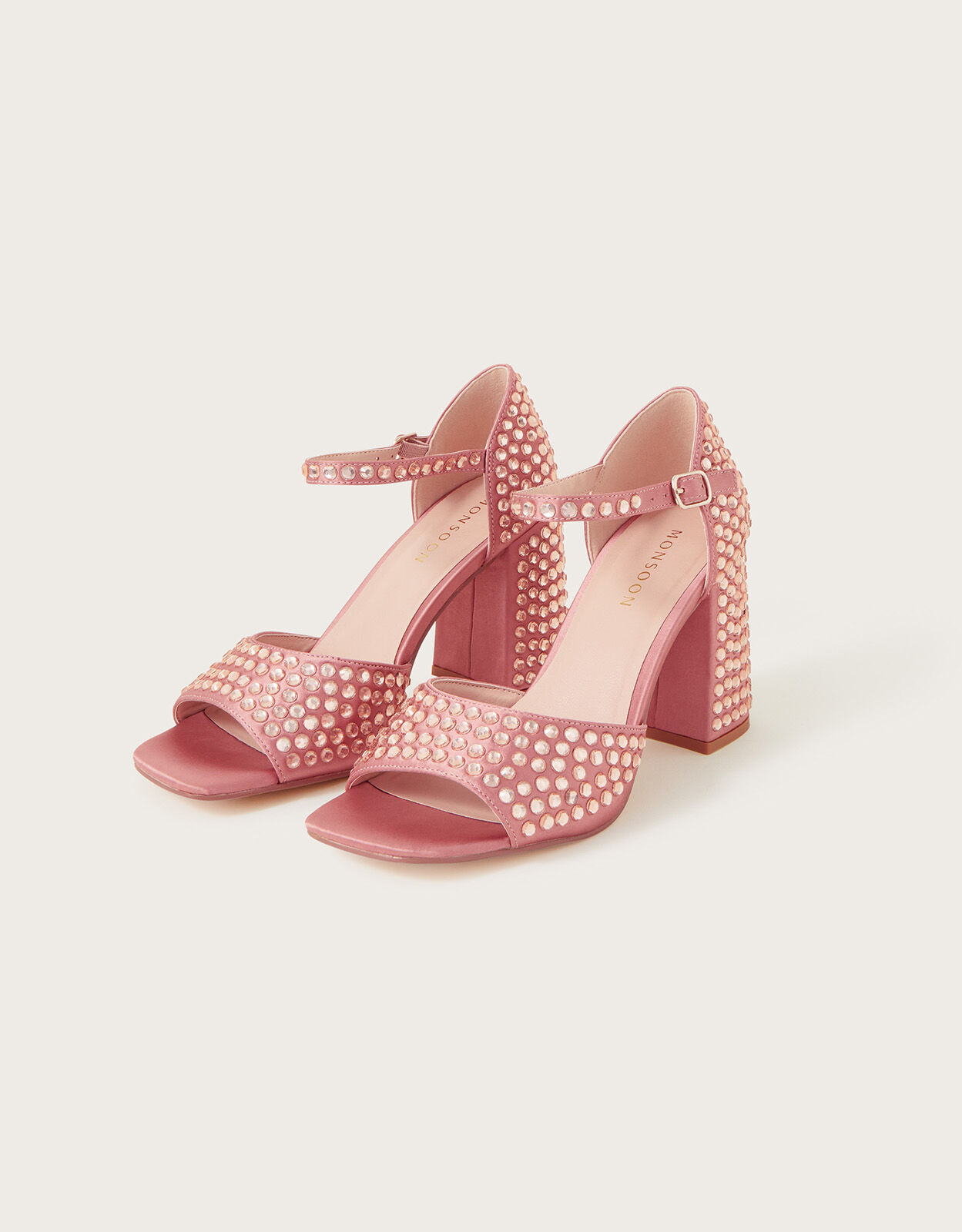 Pink studded hot sale heels