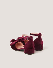 Bow Velvet Two Part Heels, Red (BURGUNDY), large