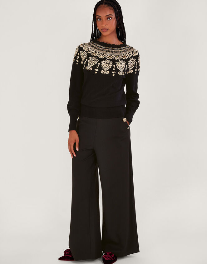 Fair Isle Jumper, Black (BLACK), large