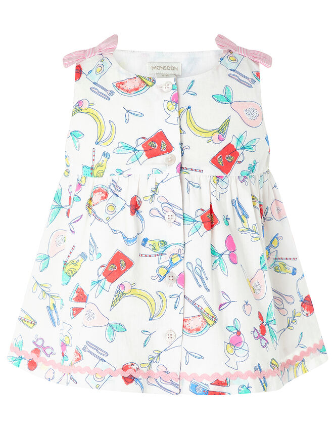 Baby Fleur Tunic and Shorts Set in Pure Cotton, Ivory (IVORY), large