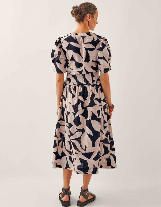 Annie Puff-Sleeve Midi Dress, Black (BLACK), large