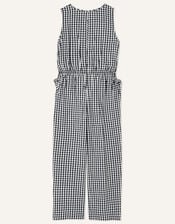 Gingham Jumpsuit, Black (BLACK), large