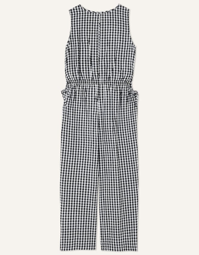 Gingham Jumpsuit, Black (BLACK), large