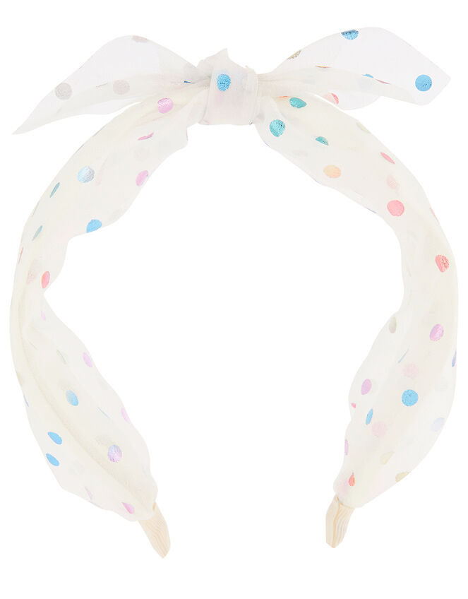 Rainbow Spot Knot Headband, , large