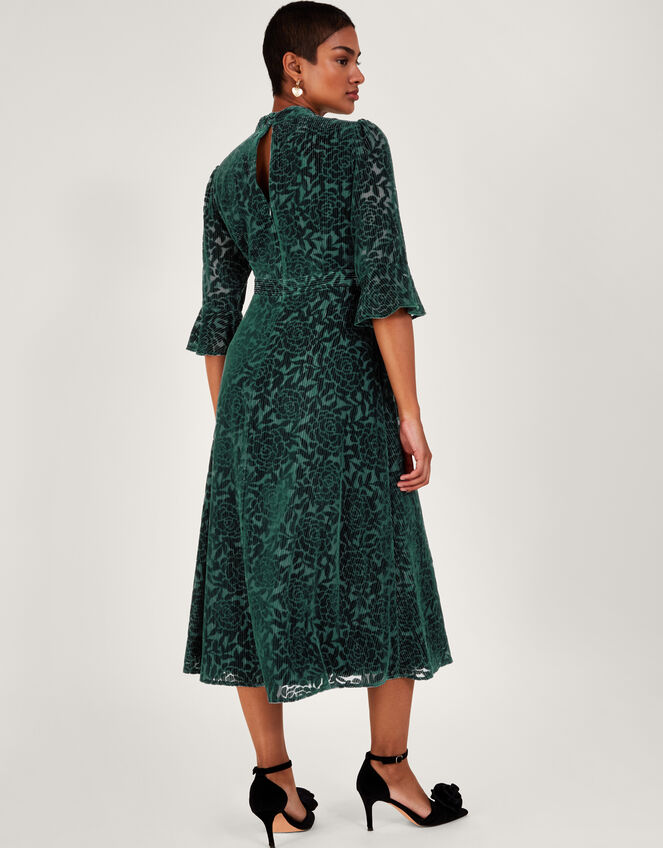 Fleur Devore Midi Dress, Teal (TEAL), large