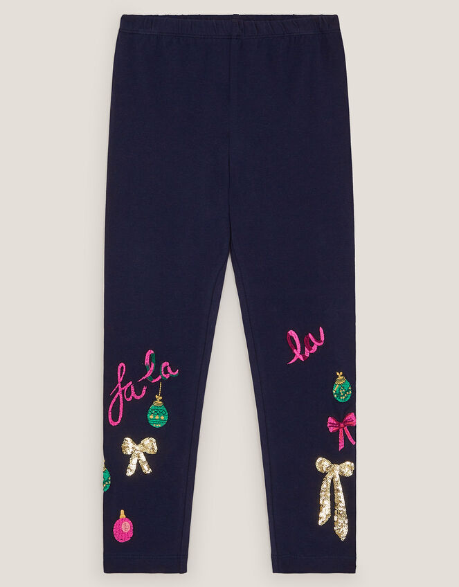 Christmas Sequin Leggings, Blue (NAVY), large