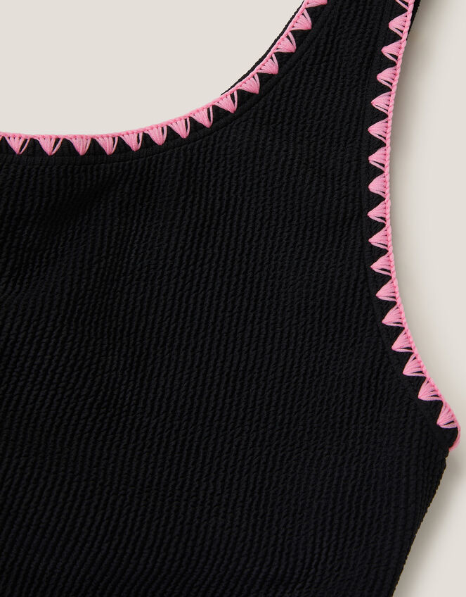 Crinkle Textured Cut-Out Swimsuit, Black (BLACK), large