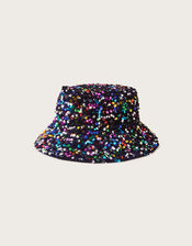 Sequin Bucket Hat, Blue (NAVY), large