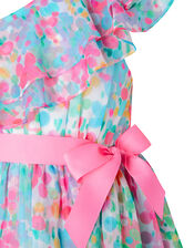 Nancy Floral Asymmetric Frill Dress, Multi (MULTI), large