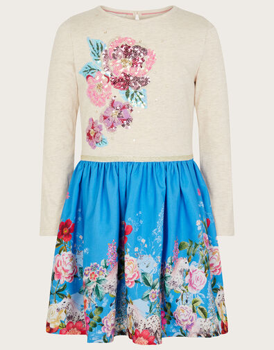 Floral Horse 2-in-1 Dress, Blue (BLUE), large