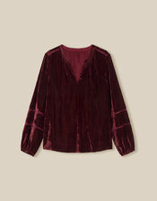East Karin Velvet Top, Red (WINE), large