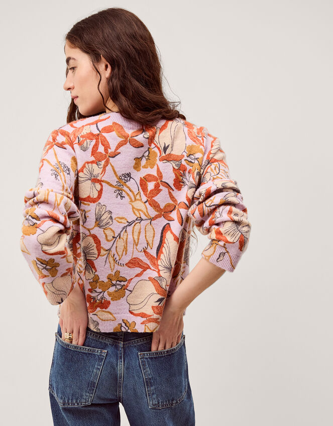 Isabella Floral Print Cardigan, Pink (PINK), large