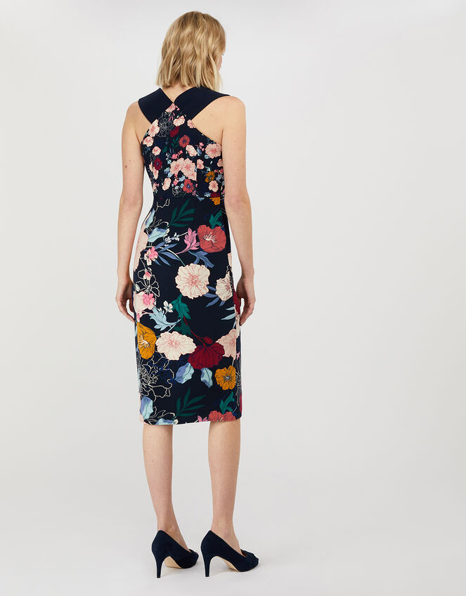 Frances Floral Shift Midi Dress, Blue (NAVY), large