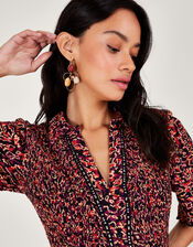 Print Shirt Dress, Red (RED), large