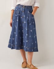 Harper Denim Daisy Midi Skirt, Blue (DENIM BLUE), large