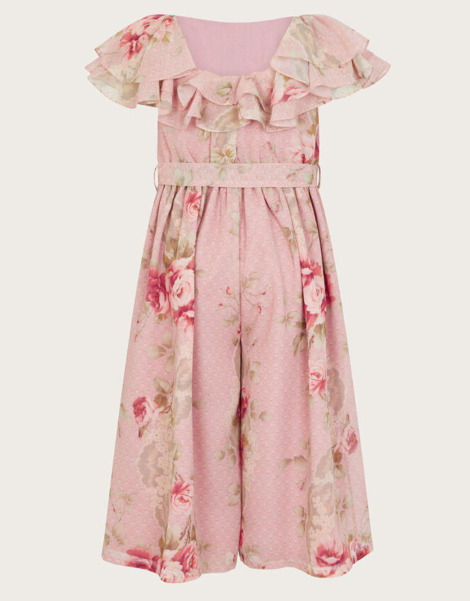 Tia Rose Print Chiffon Culotte Jumpsuit, Pink (DUSKY PINK), large