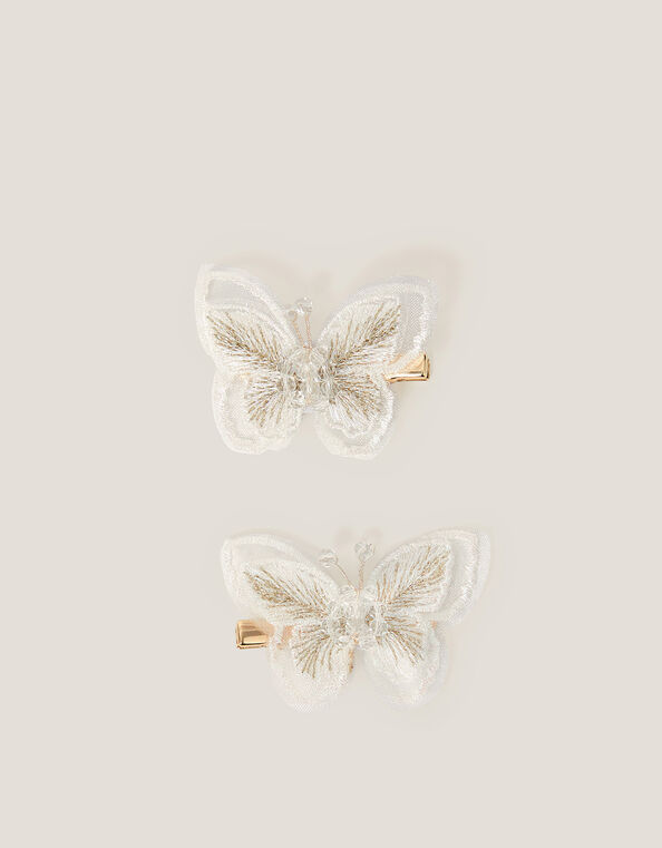 2-Pack Embroidered Butterfly Hair Clips, , large