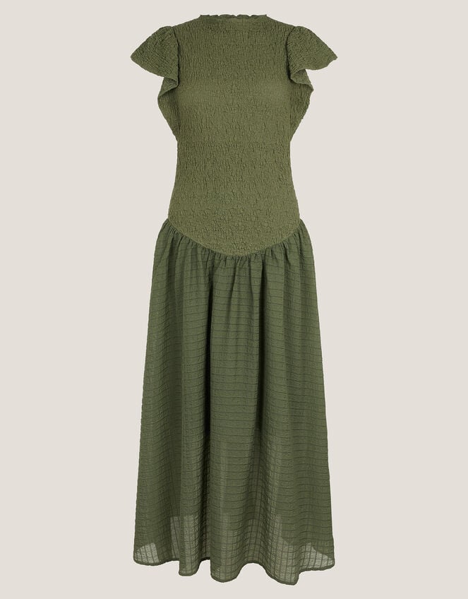 Dee Drop Waist Midi Dress, Green (KHAKI), large