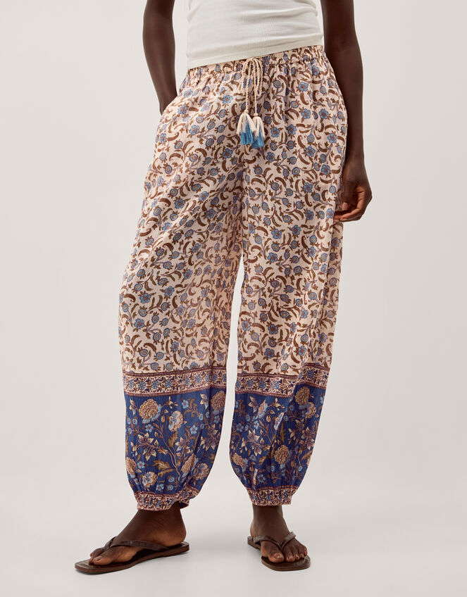 Ari Floral Balloon Trousers, Blue (BLUE), large