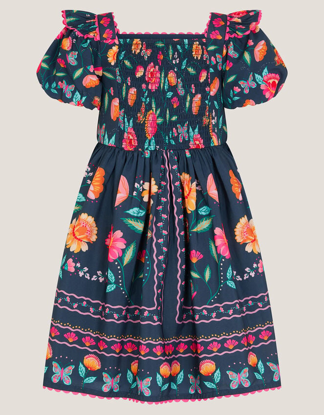 Aurelia Floral Print Dress , Blue (NAVY), large