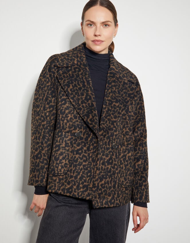 Lily Leopard Print Jacket, Black (BLACK), large