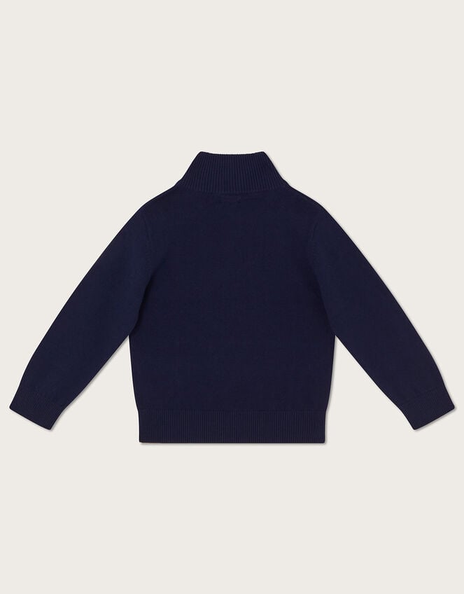 Zip Collar Smart Jumper, Blue (NAVY), large