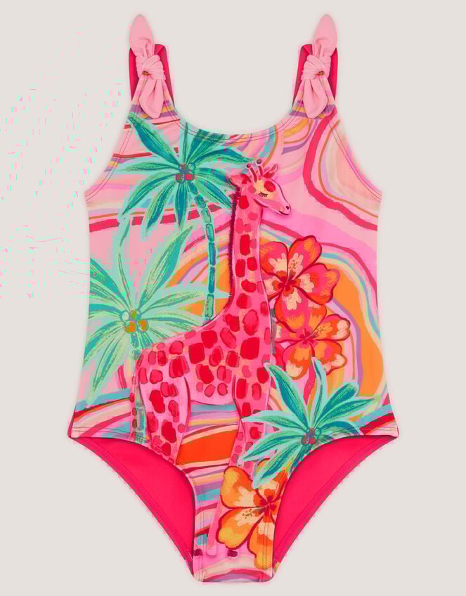 Giraffe Print Swimsuit, Orange (ORANGE), large