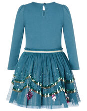 XMAS Sequin Tree Disco Dress, Teal (TEAL), large