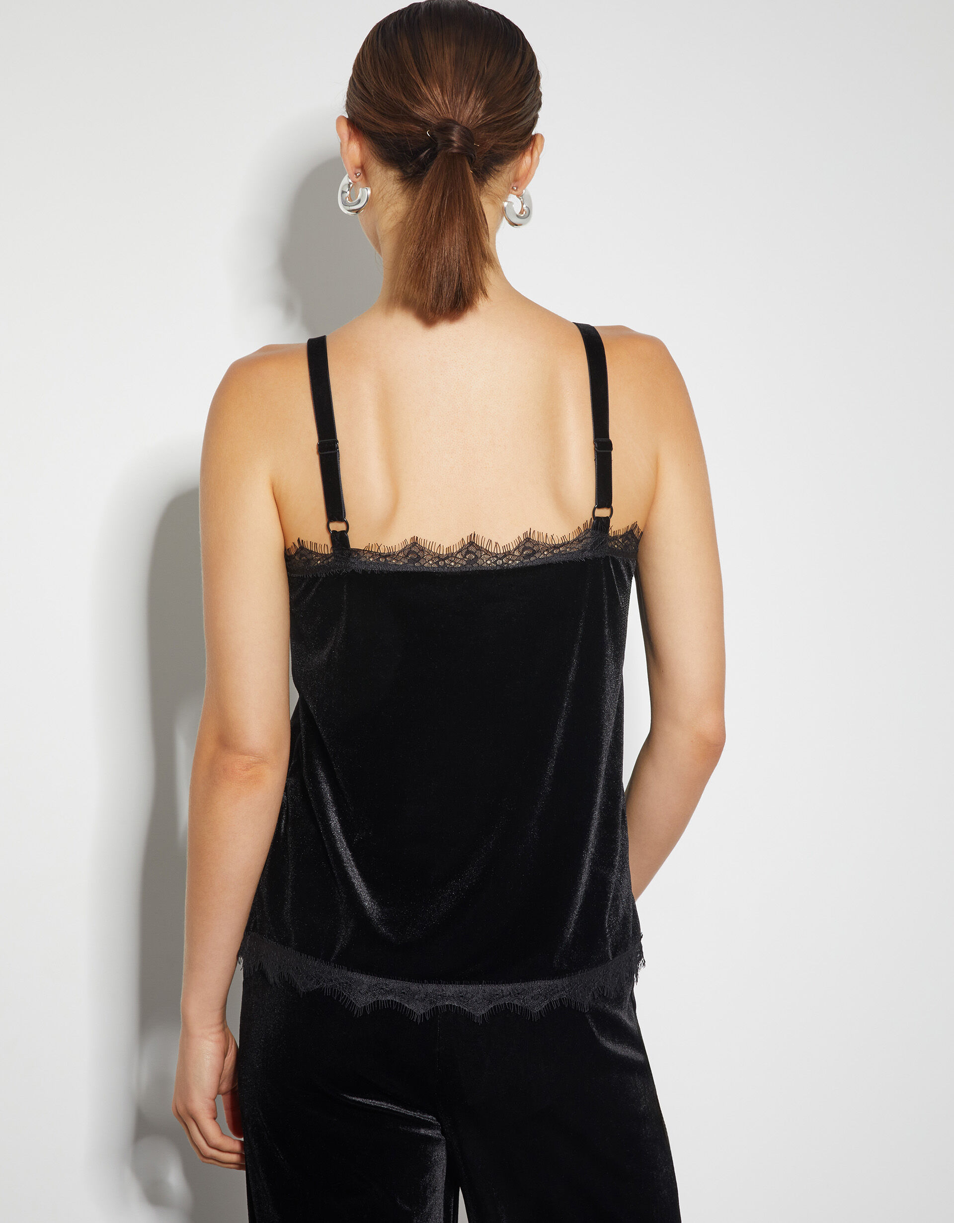 Verity Lacy Velvet Cami Top Black | Vests, Camisoles And