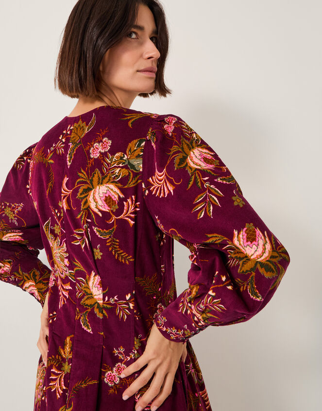 Yasmina Floral Fit & Flare Midi Dress, Red (CHERRY), large