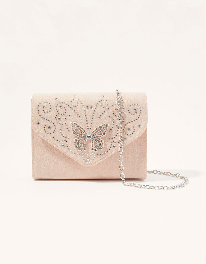 Sparkle Diamante Butterfly Bag, , large