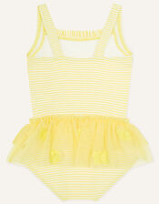 Baby Seersucker Mesh Skirt Swimsuit, Yellow (YELLOW), large