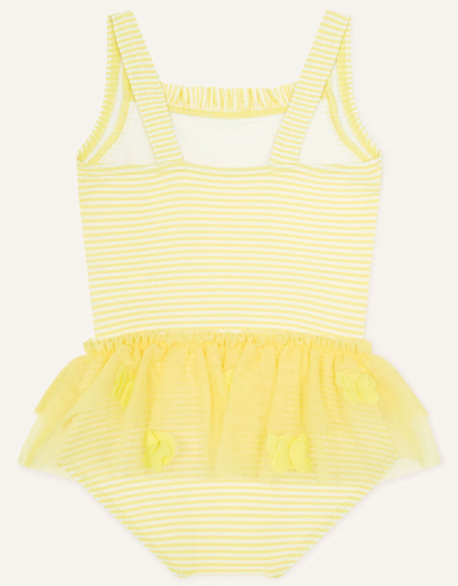 Baby Seersucker Mesh Skirt Swimsuit, Yellow (YELLOW), large