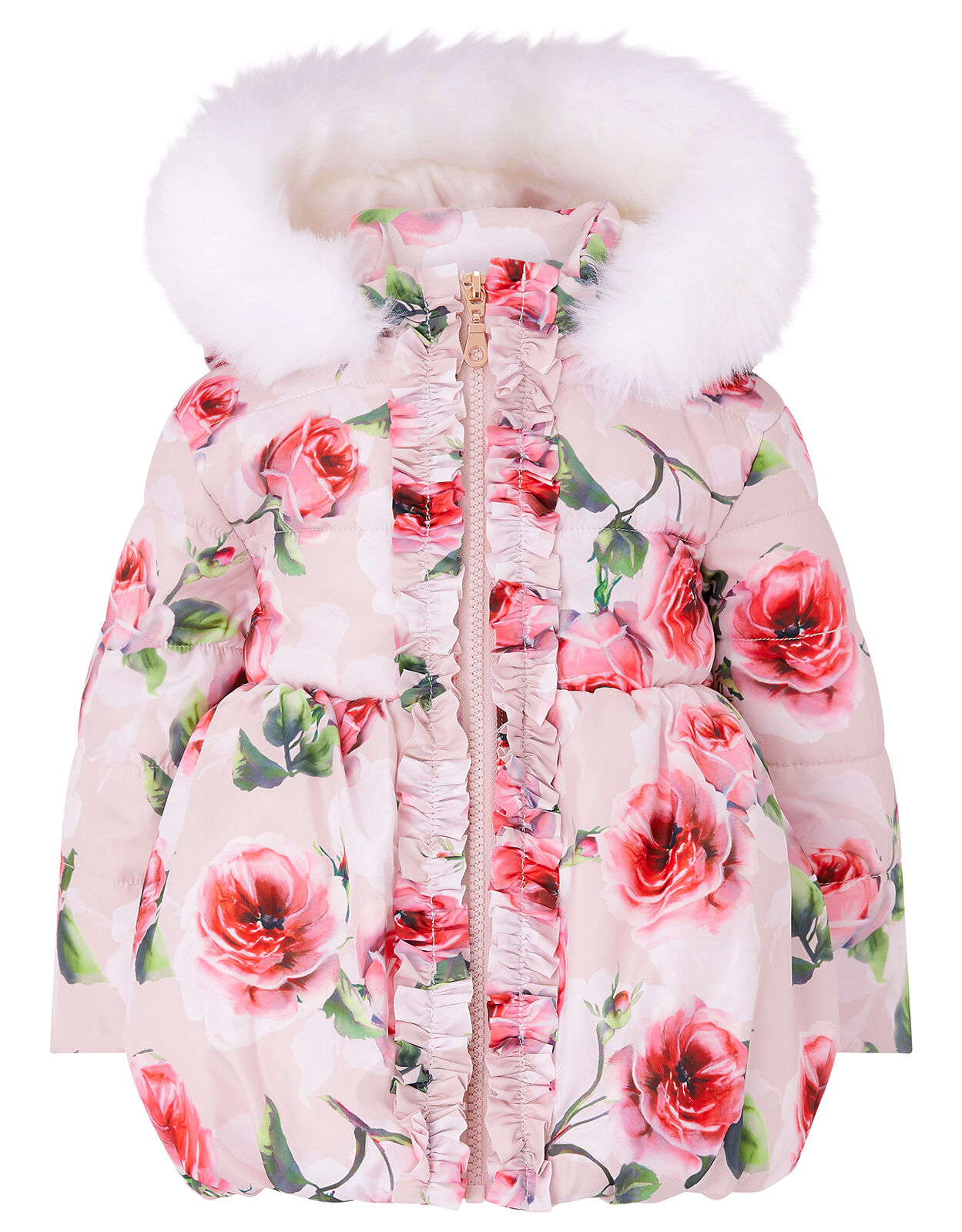 Baby Rose Print Padded Coat Pink