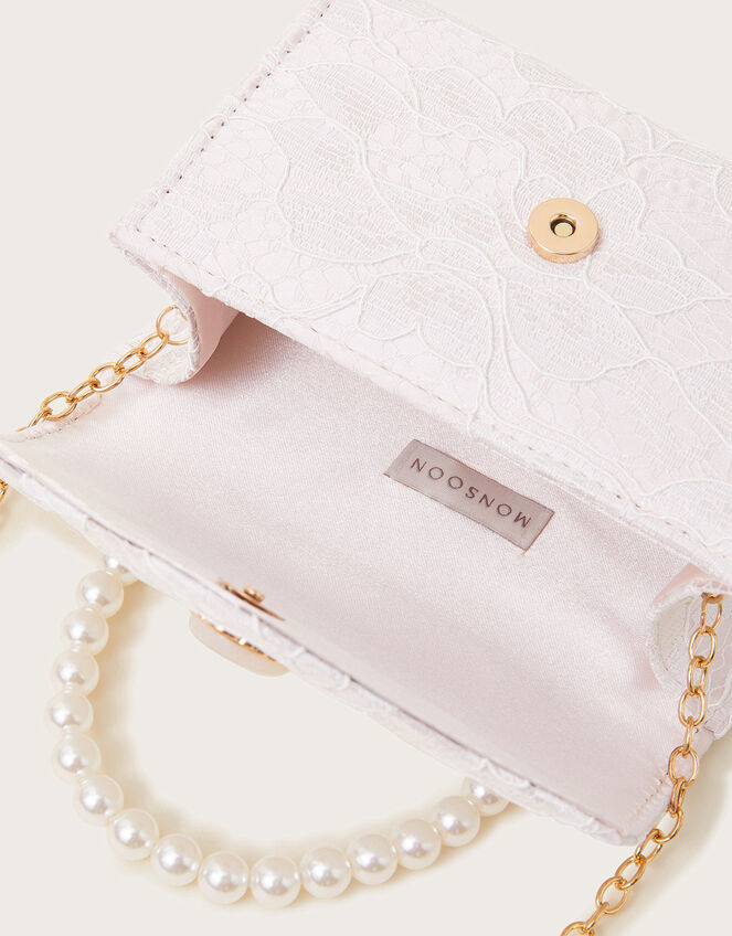 Valeria Lace Pearl Heart Bag, , large