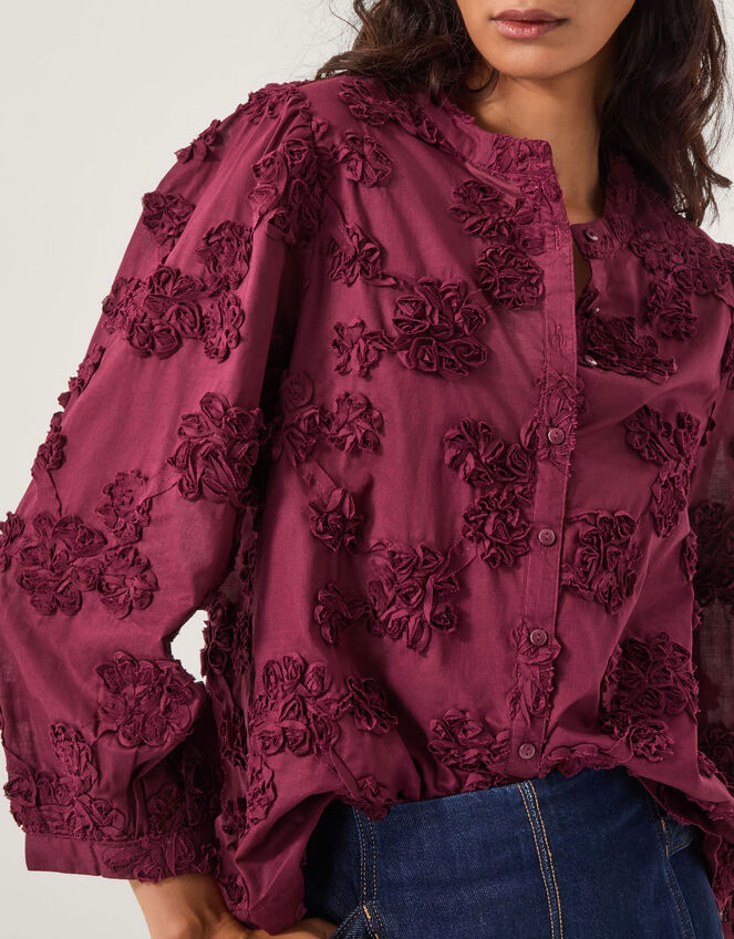Blair Floral Appliqu&eacute; Blouse, Red (CHERRY), large