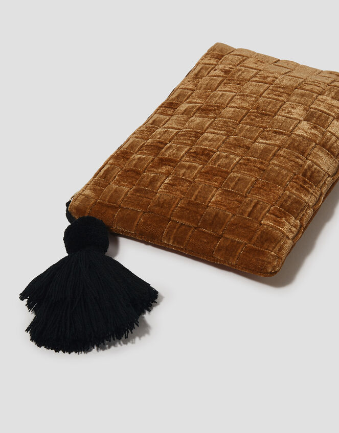 Woven Velvet Zip Pouch, Gold (GOLD), large