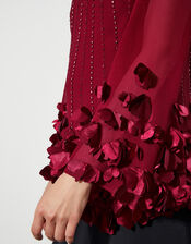 Carly Embellished 3D Petal Top, Red (RED), large