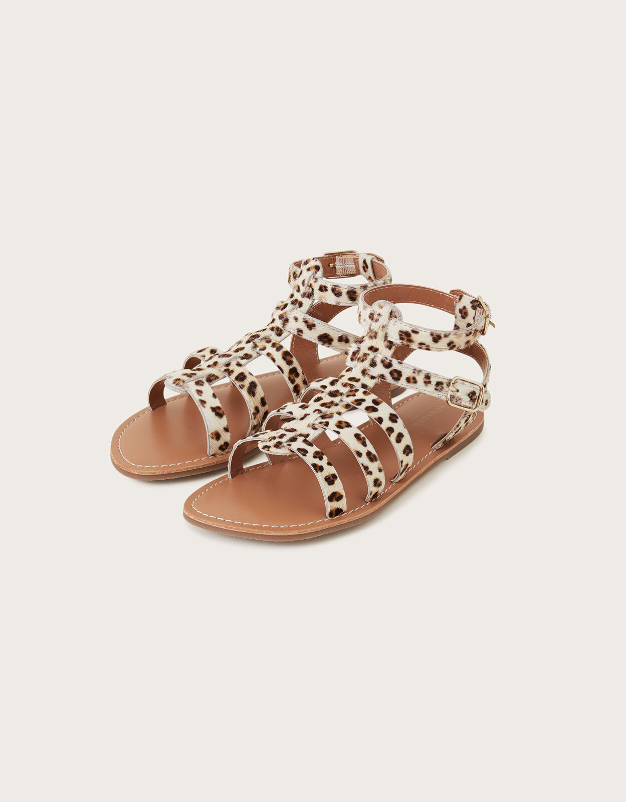 Tan and sale leopard print sandals