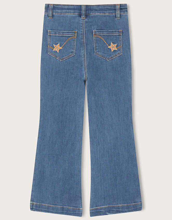 Star Detail Embroidered Jeans, Blue (BLUE), large