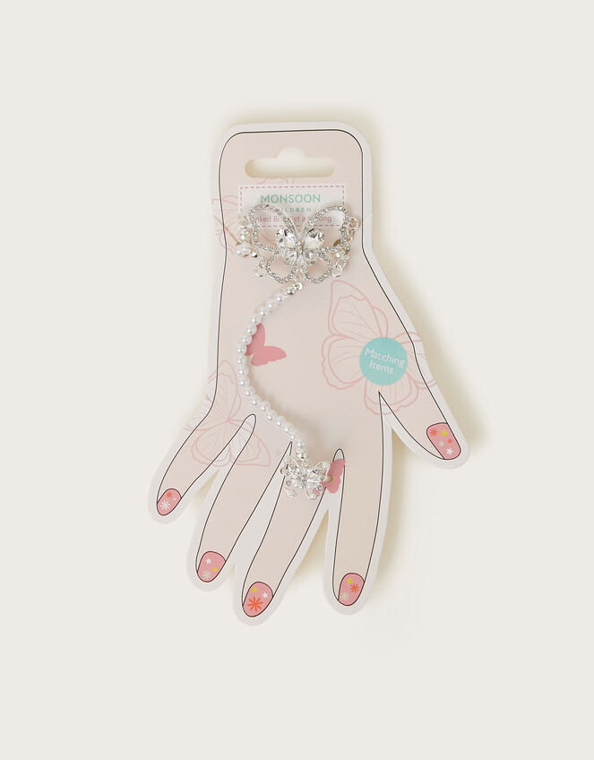 Butterfly Pearl Ring & Hand Chain, , large