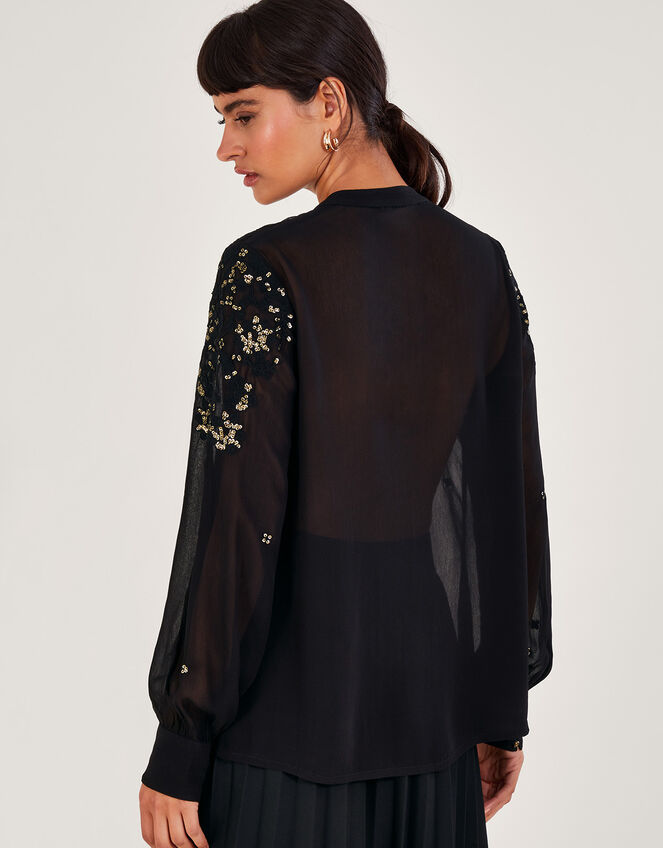 Greta Embellished Blouse, Black (BLACK), large