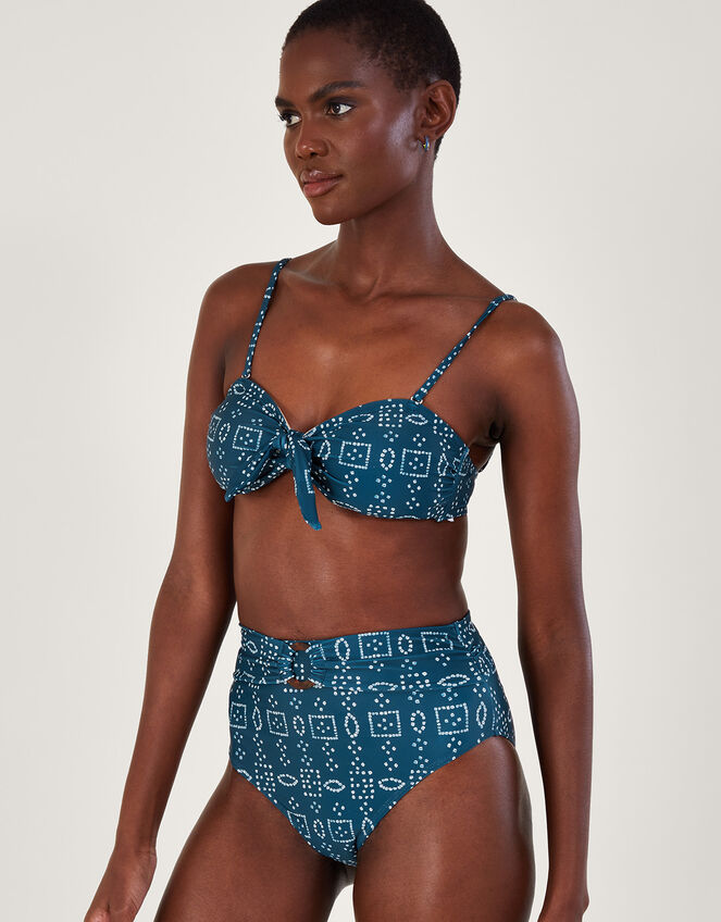 Batik Dye Bikini Top with Recycled Polyester, Blue (NAVY), large