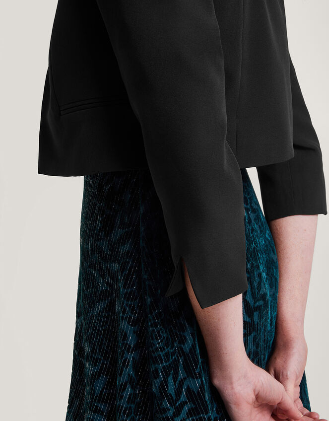 Hortensia Scallop Crop Jacket with Recycled Polyester, Black (BLACK), large